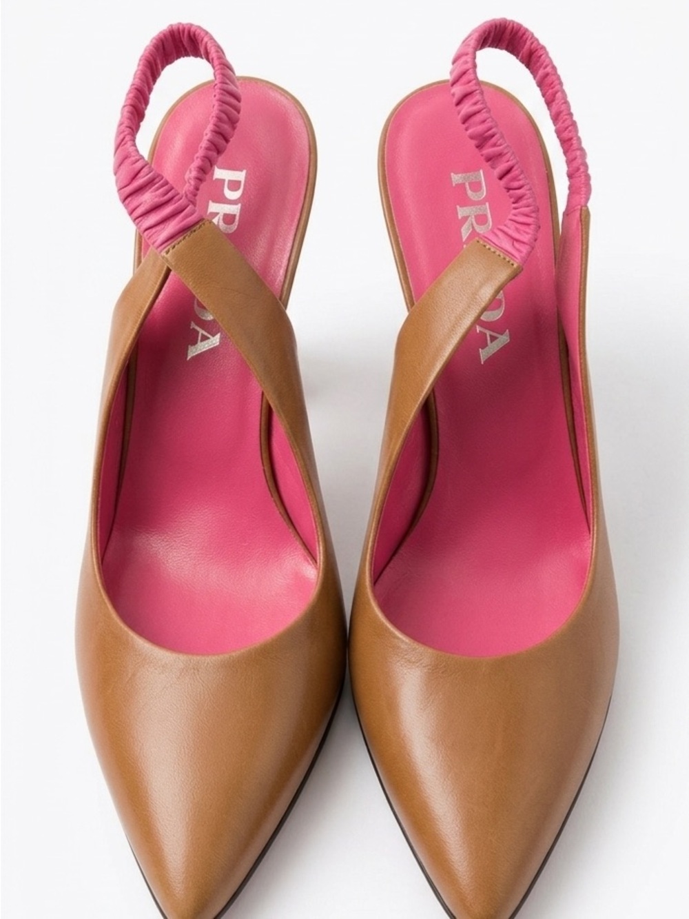 Prada Capretto Nappa Slingback Pump Tabacco Pink EU 38.5 NIB Authentic Italy - Picture 4 of 8